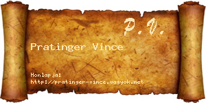 Pratinger Vince névjegykártya